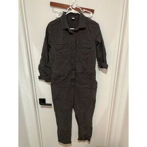 Old Navy Women's Long Sleeve Denim Jumpsuit, Gray, Medium